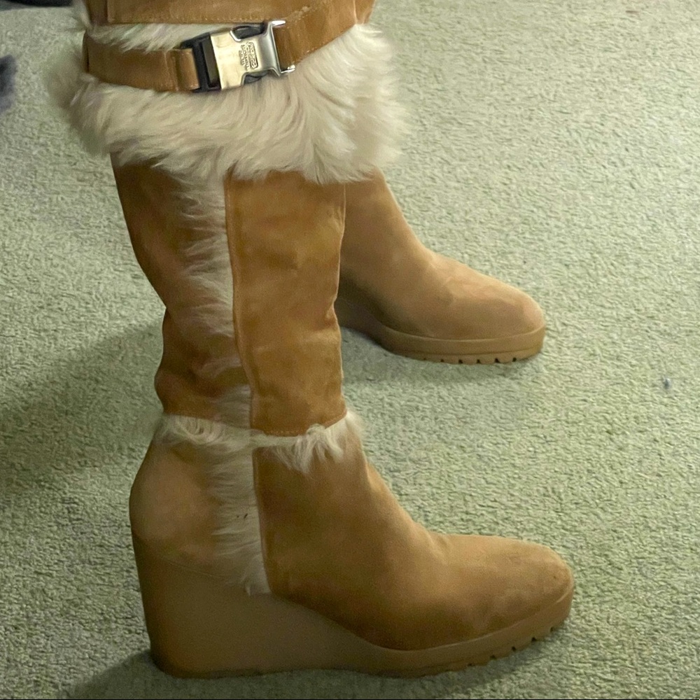 Suede Fur trim vintage Coach Boots